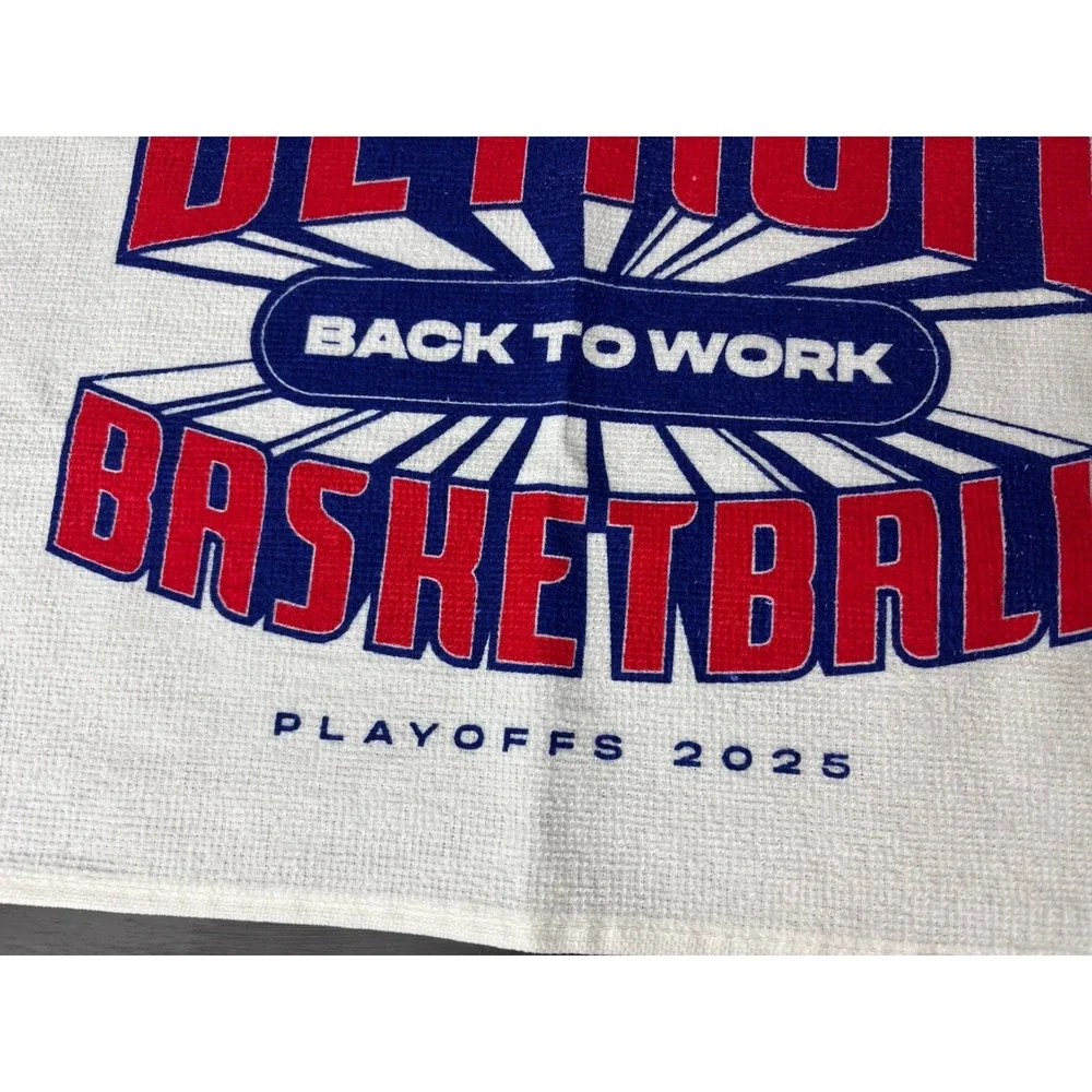 Detroit Pistons 2025 Playoffs Rally Towel Game 6 Back To Work 5/1/25 SGA